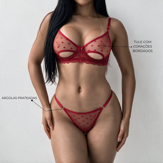 Conjunto Love Vermelho Personalizável - 8 letras