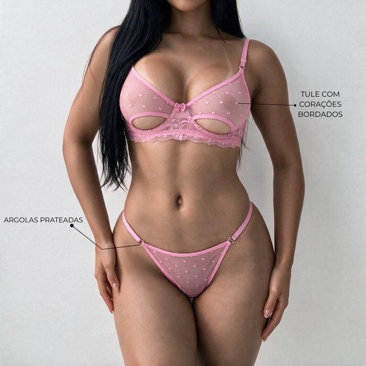 Conjunto Love Rosa Personalizável - 8 letras