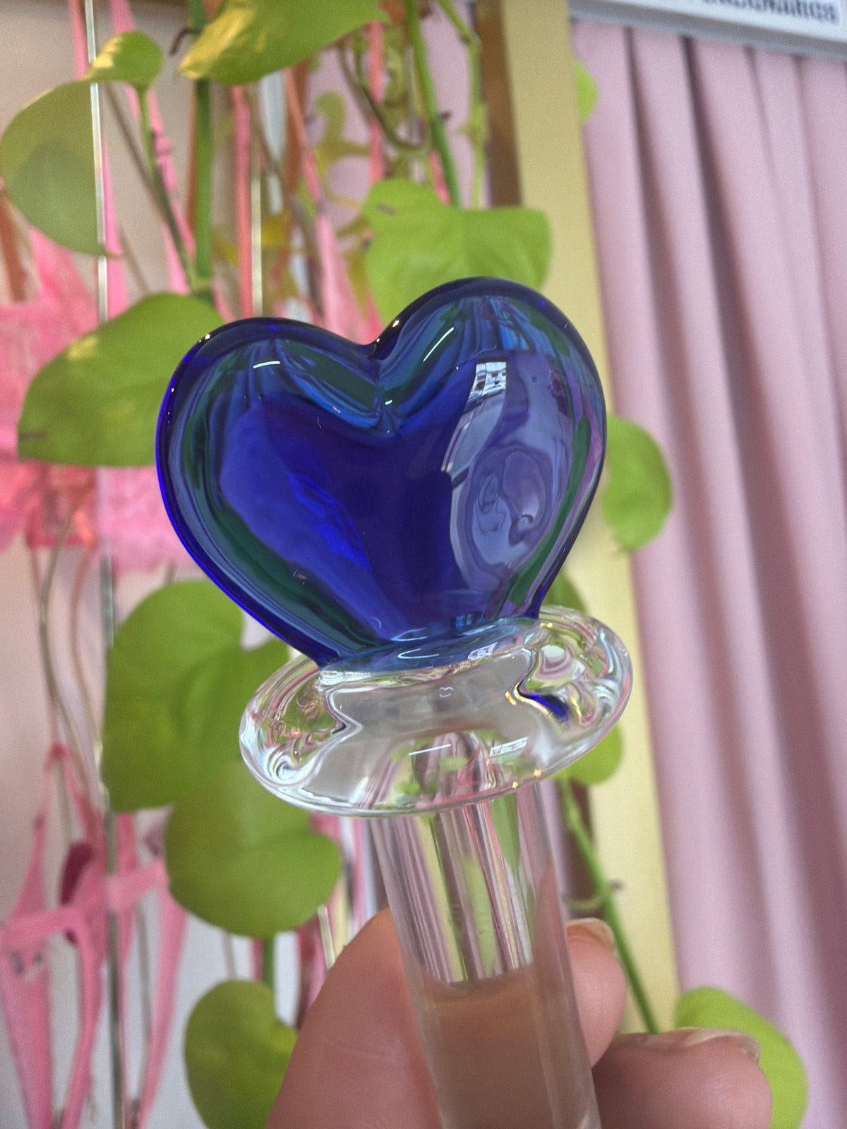 Plug Anal de Vidro com Base de Coração - 14,5 x 2,5 cm
