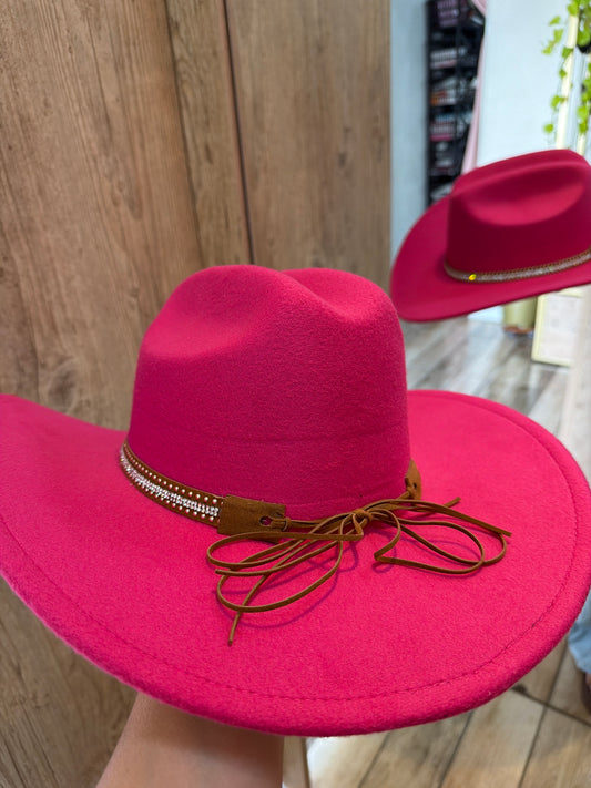 Chapeu Texas de Feltro - Rosa