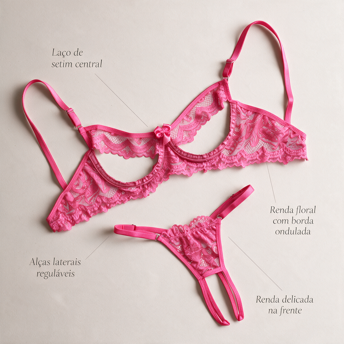 Conjunto Sedução Ardente Rosa