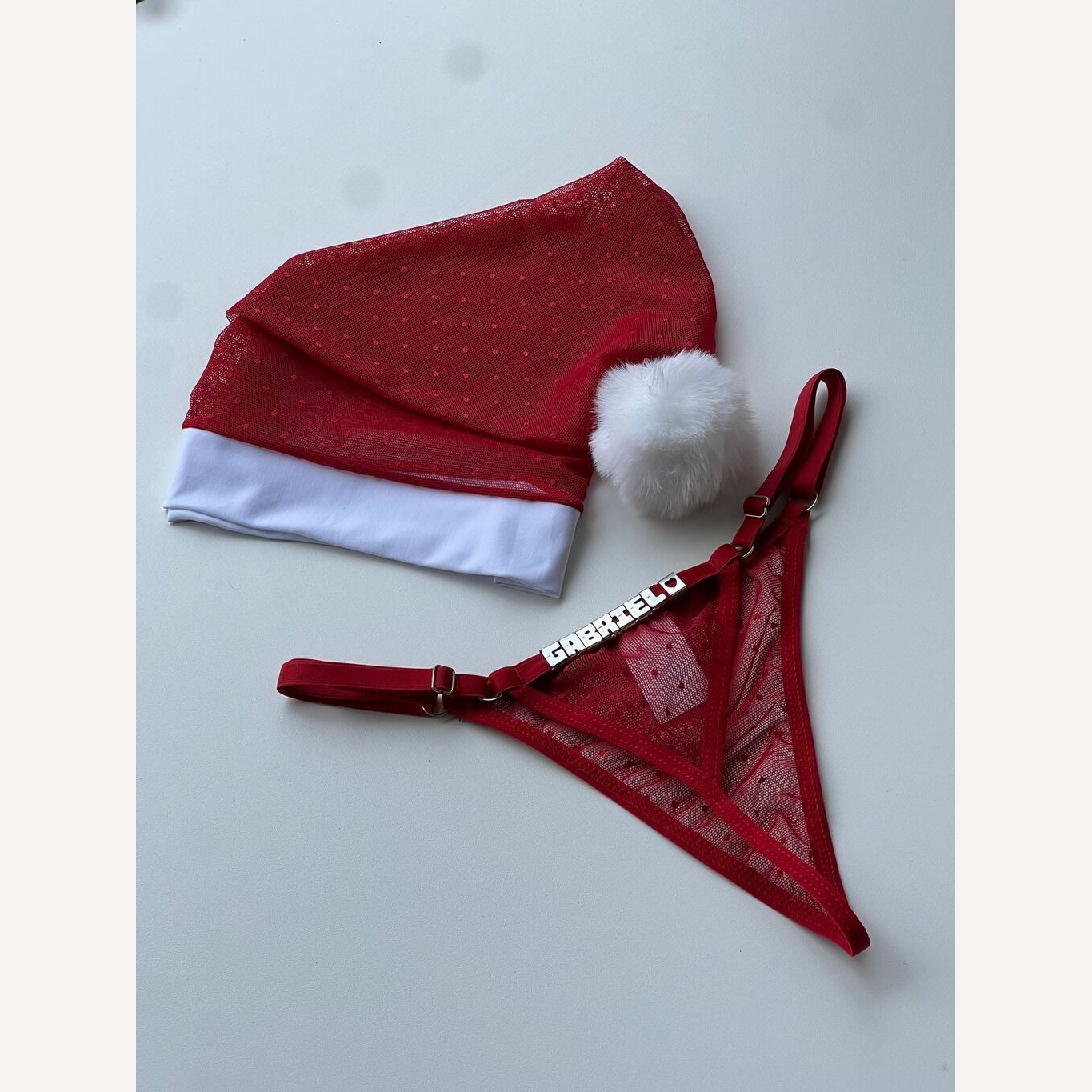 Kit Gorro e Calcinha Mamae Noel Deluxe Personalizável até 10 Letras