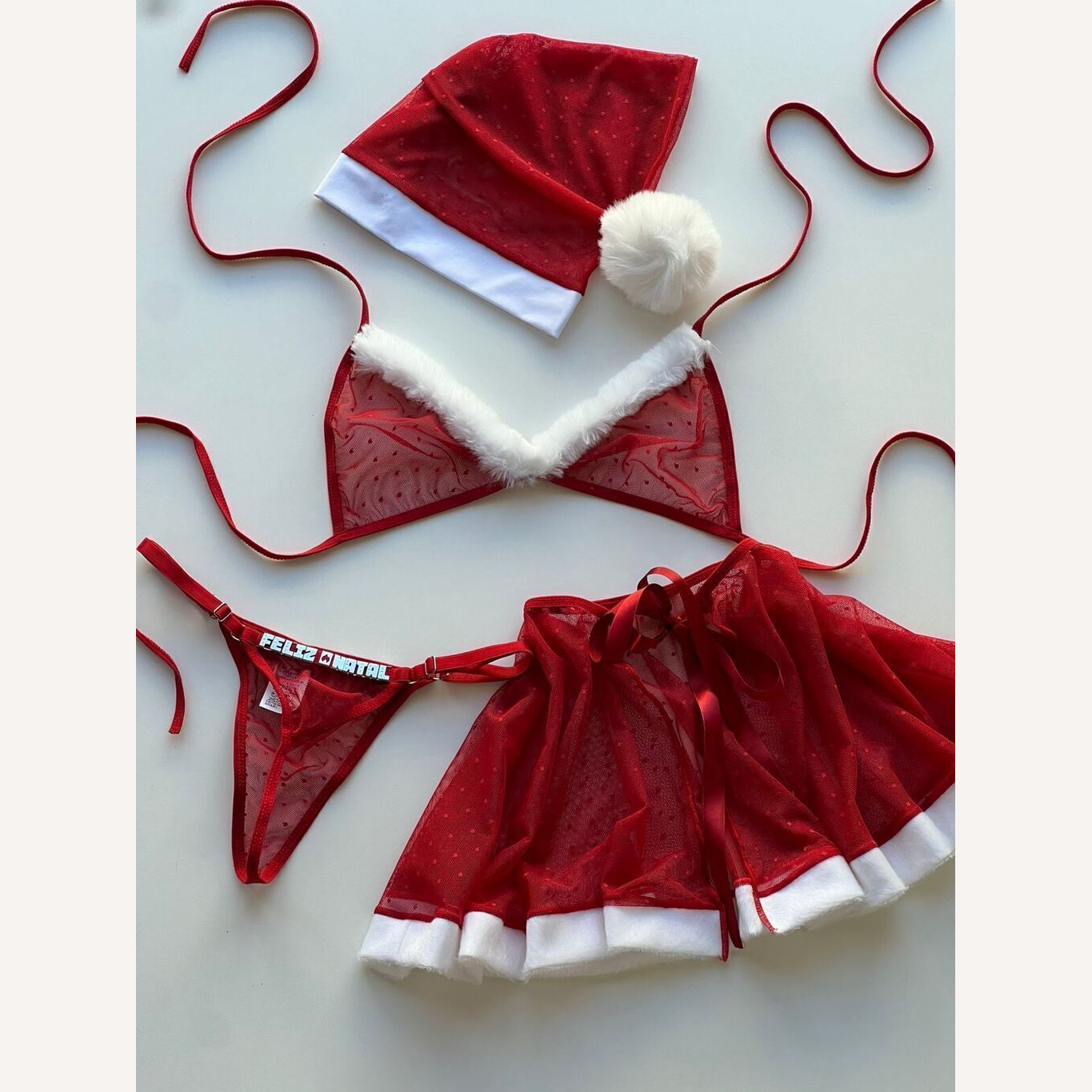Fantasia Conjunto Mamãe Noel Desejo com Calcinha personalizável - até 12 letras