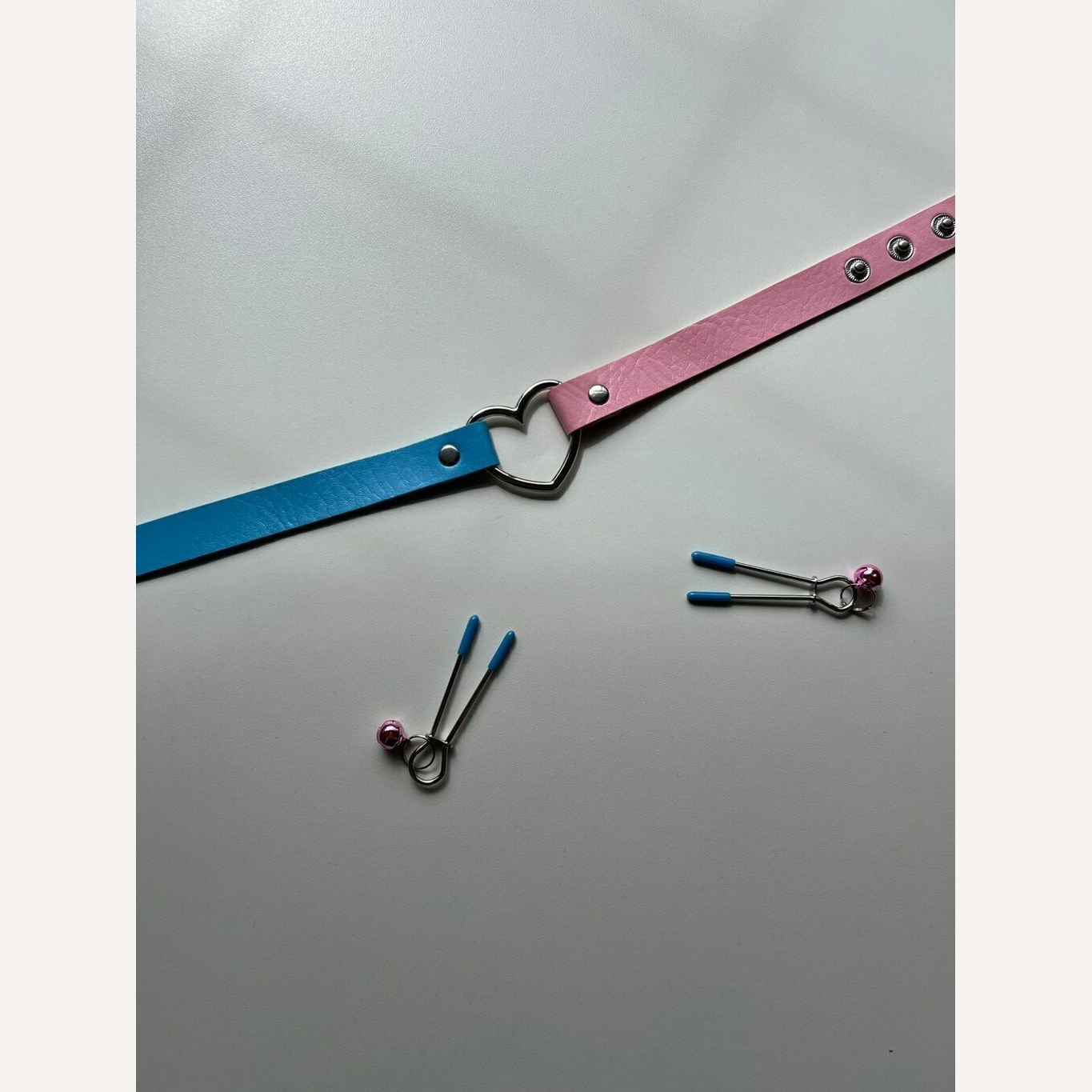Kit Bicolor Grampos Seios e Choker Gargantilha Sexy Import