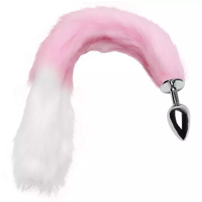 Plug Anal P Rabo De Raposa Rosa Branco SI
