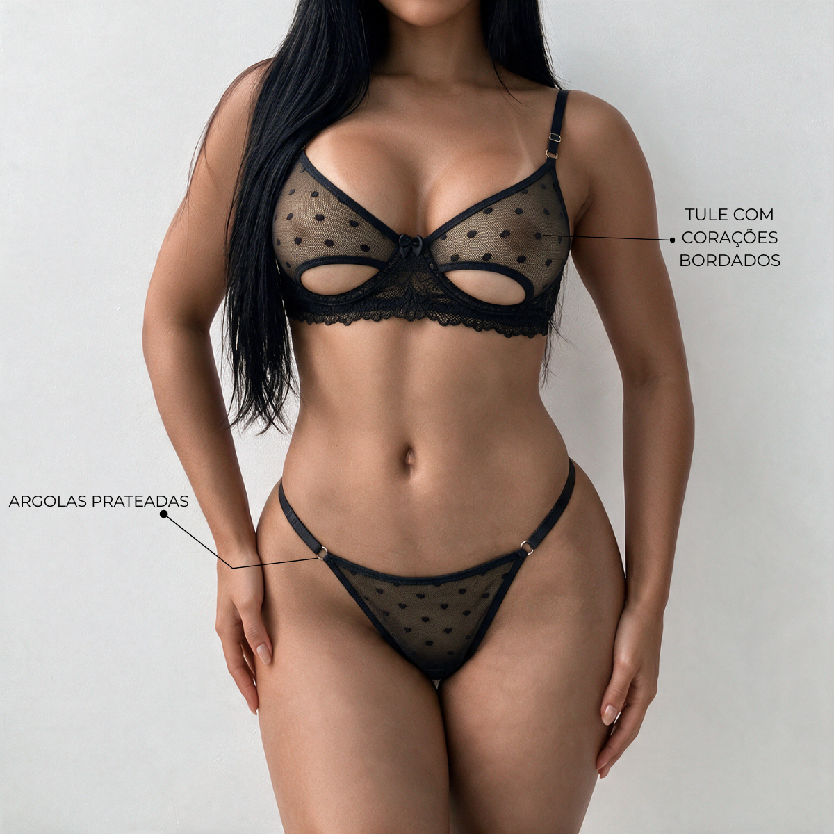 Conjunto Love Preto Personalizável - 8 letras