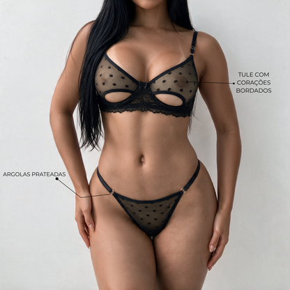 Conjunto Love Preto Personalizável - 8 letras