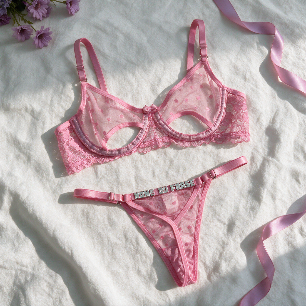 Conjunto Love Rosa Personalizável - 8 letras