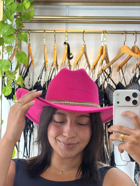 Chapeu Texas de Feltro - Rosa