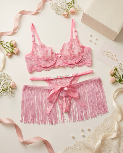 Conjunto Encanto com Saia Franjas - personalizável até 15 letras