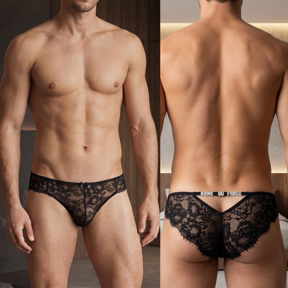 Calcinha Masculina em renda personalizável até 15 letras