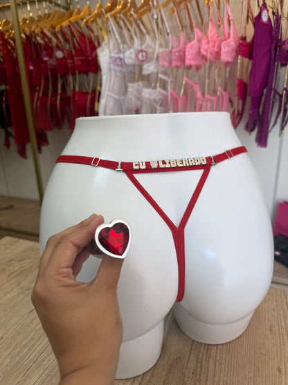 Plug Coração + Calcinha Vegas Personalizável - Até 10 letras