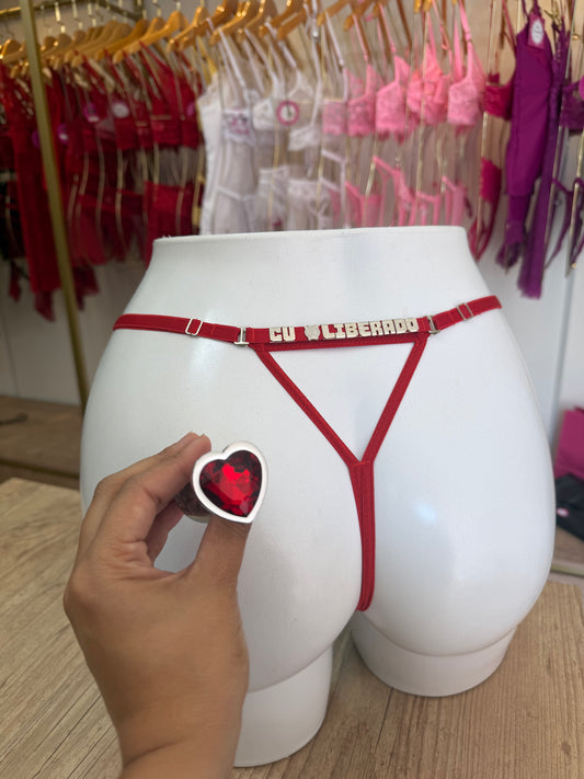 Plug Coração + Calcinha Vegas Personalizável - Até 10 letras