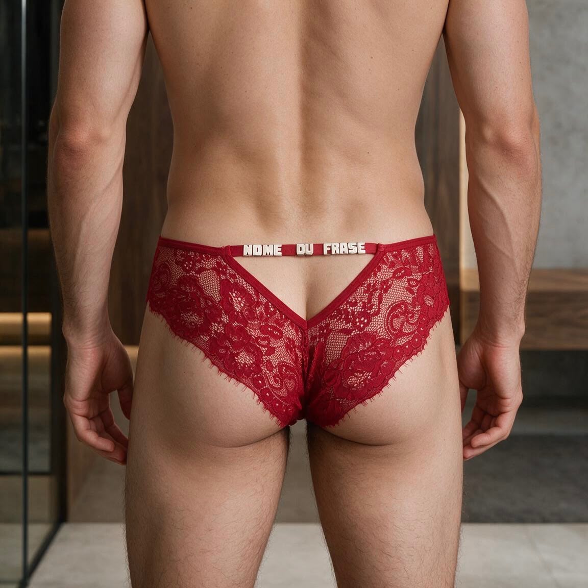 Calcinha Masculina em renda personalizável até 15 letras