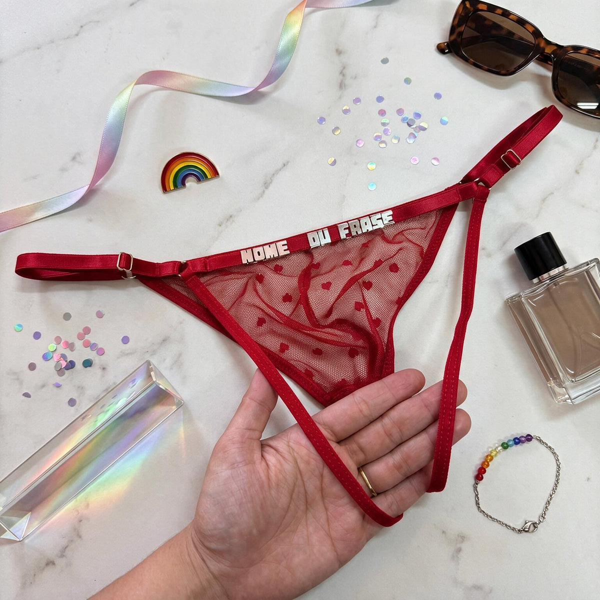 Calcinha Masculina em tulle personalizável até 15 letras