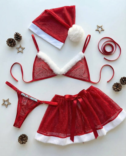 Fantasia Conjunto Mamãe Noel Desejo com Calcinha personalizável - até 12 letras