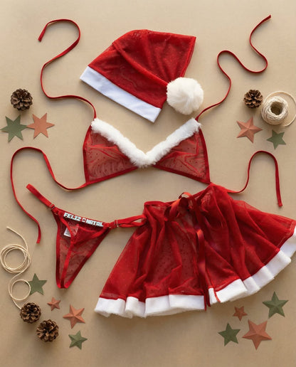 Fantasia Conjunto Mamãe Noel Desejo com Calcinha personalizável - até 12 letras