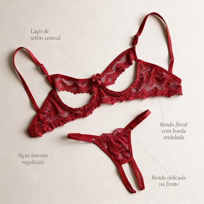 Conjunto Sedução Ardente Vermelho