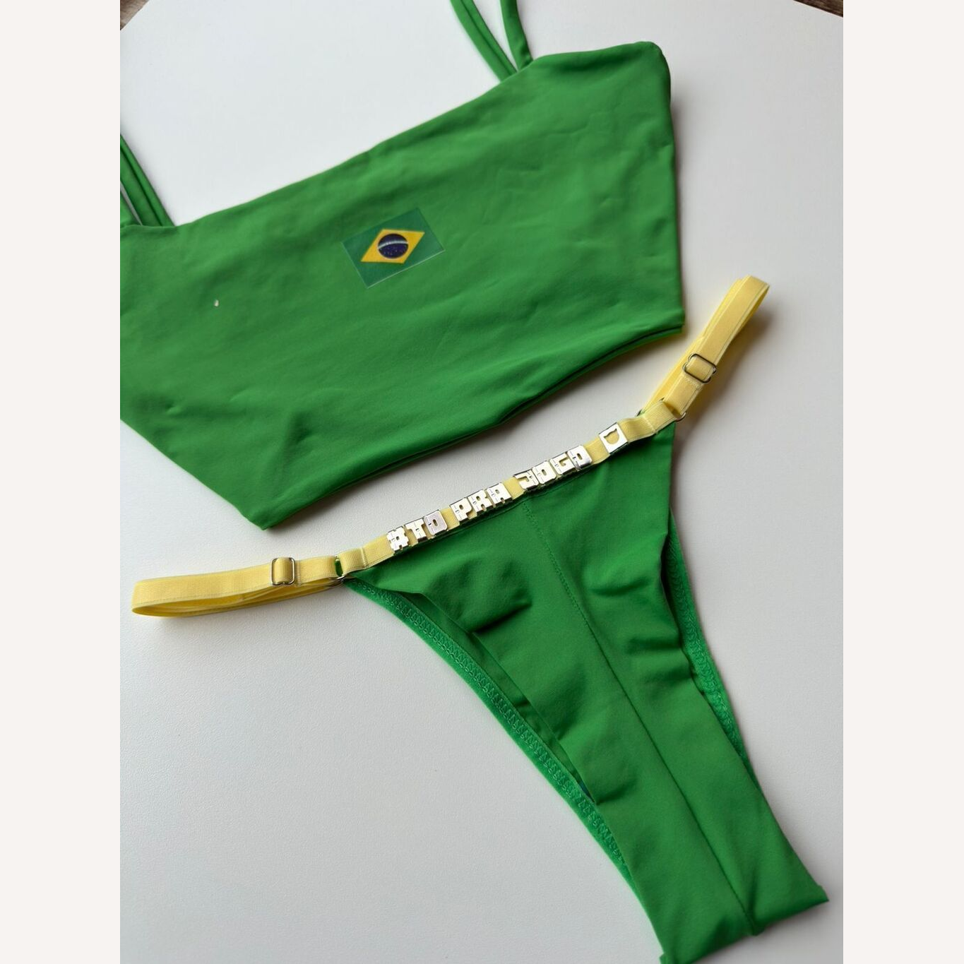 Conjunto Brasil com Calcinha Personalizável (até 14 letras)