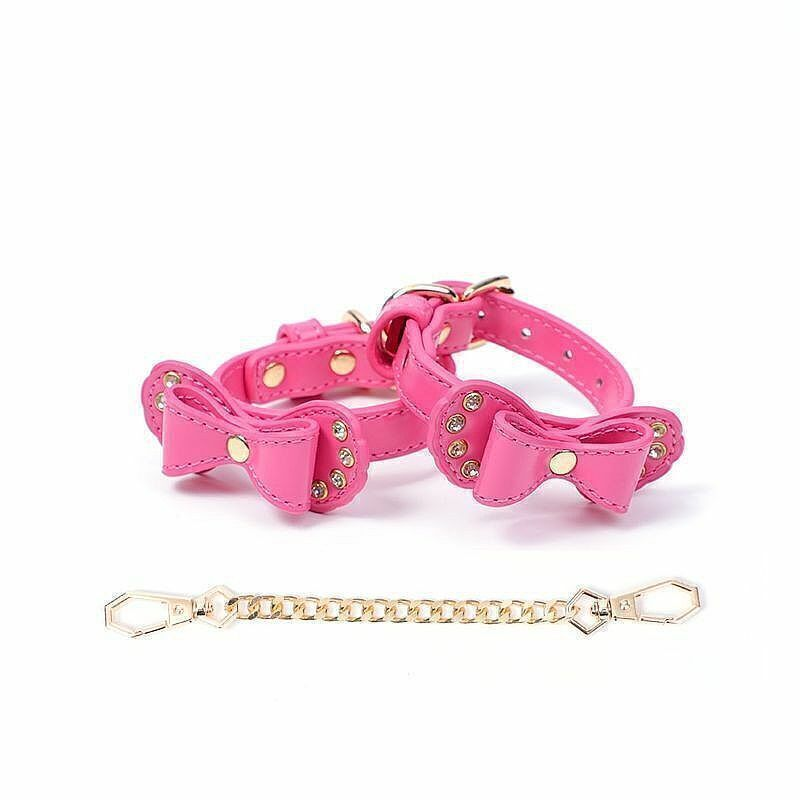 Algema Laços Corrente E Fivelas Rosa Sexy Import