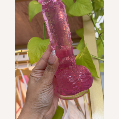 Pênis Escroto Rosa Transparente 20,5 X 3,8Cm Sexy Import