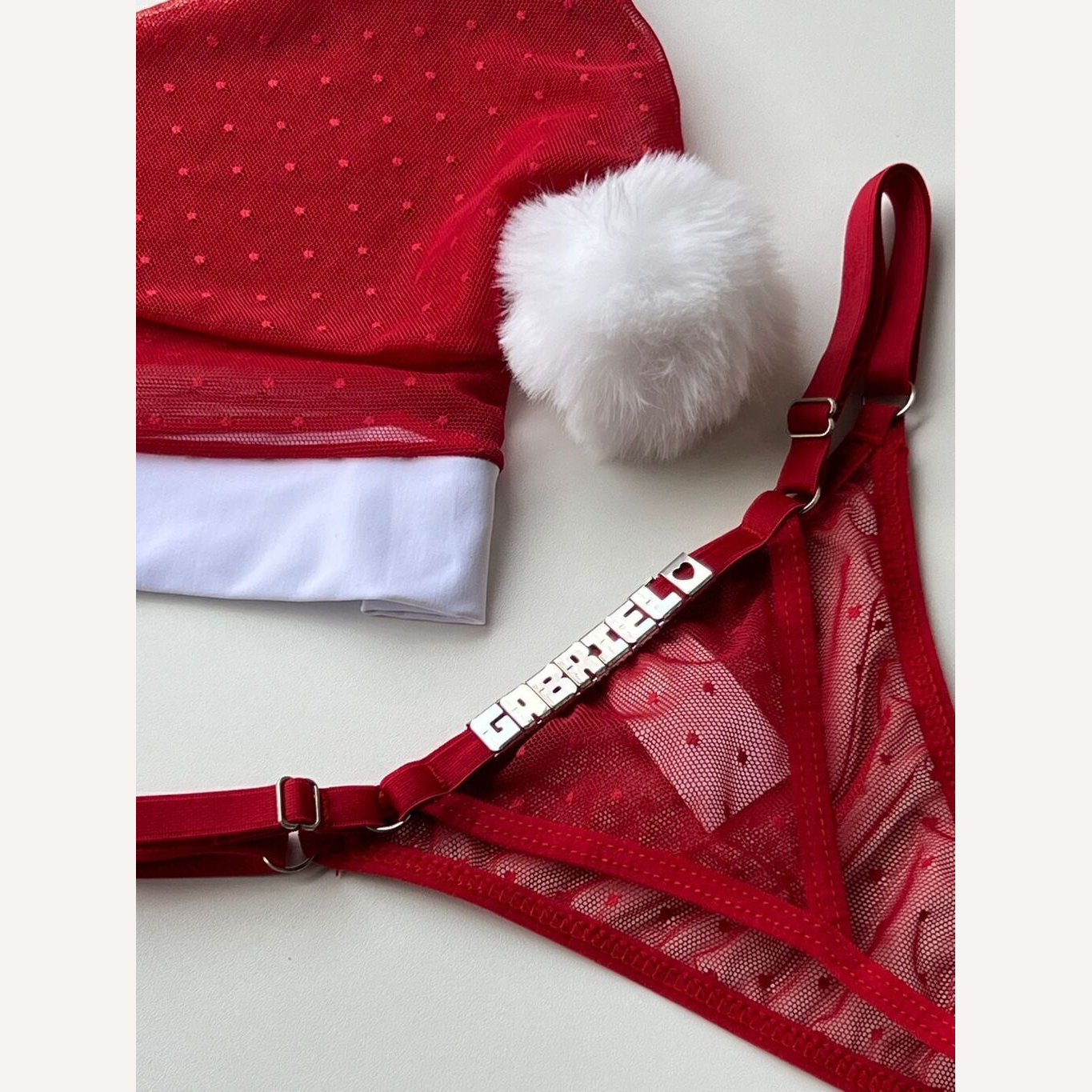 Kit Gorro e Calcinha Mamae Noel Deluxe Personalizável até 10 Letras