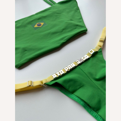Conjunto Brasil com Calcinha Personalizável (até 14 letras)