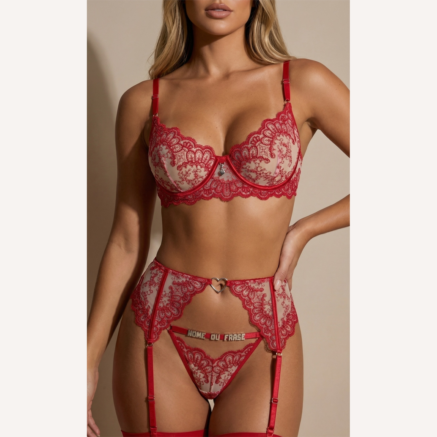 Conjunto Beijo Proibido Calcinha Personalizável frente até 12 letras