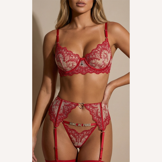 Conjunto Beijo Proibido Calcinha Personalizável frente até 12 letras