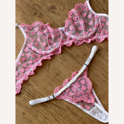 Conjunto Encanto Branco com Rosa Personalizável 15 letras