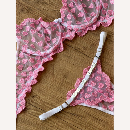 Conjunto Encanto Branco com Rosa Personalizável 15 letras