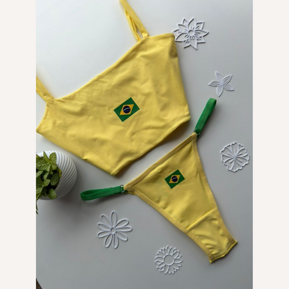 Conjunto Brasil com Calcinha Personalizável (até 14 letras)