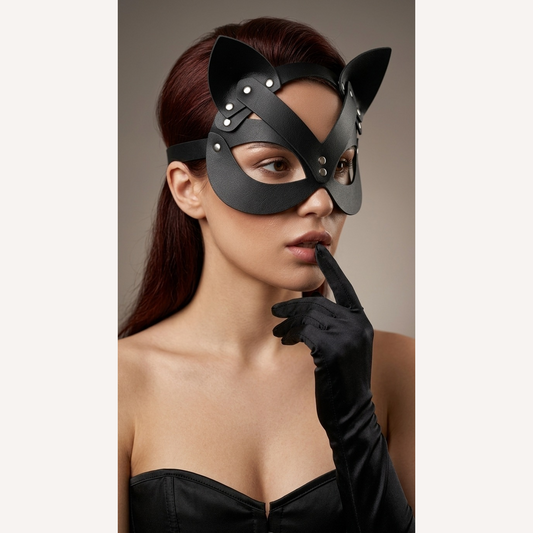 Kit Máscara Mulher Gato Luxo + Luvas Longa Lycra