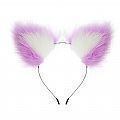 Kit Rabo De Raposa Tiara Orelhas Branco e Lilas
