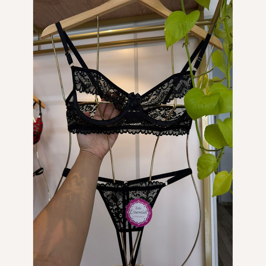 Conjunto Aberto Sedução Ardente Preto