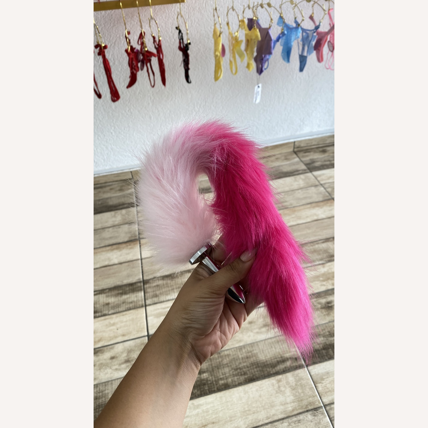 Plug Anal P Rabo De Raposa Pink e Branco 35cm