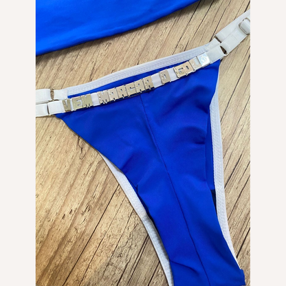 Conjunto Brasil Azul Personalizável com nome ou frase até 14 letras
