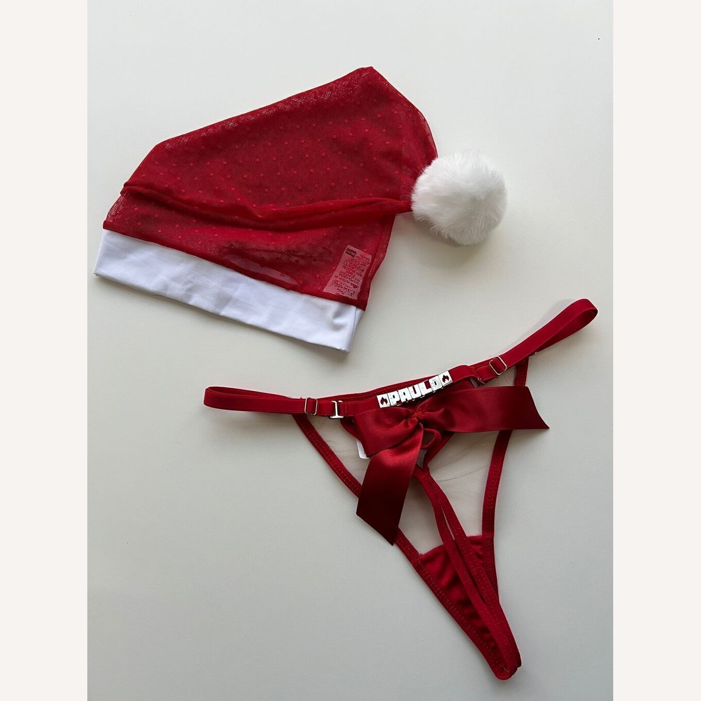 Kit Mamãe Noel Laço Calcinha Personalizável + Gorro até 10 letras)