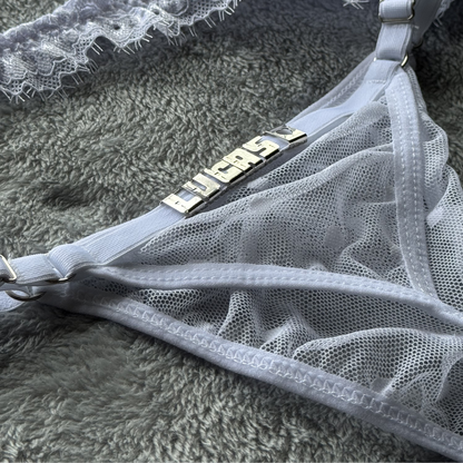 Calcinha Love em Tule coração Personalizada até 10 letras