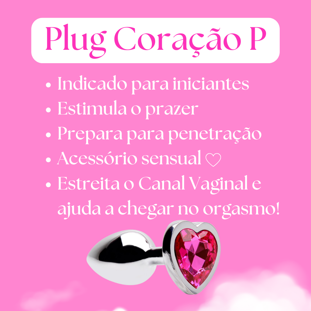 Plug Anal P Coração Aço Inox P