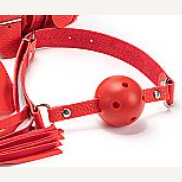 Mordaça Sado de couro vermelho com bola - SI