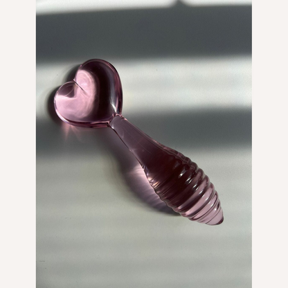 Plug Anal de Vidro Colmeia com Base de Coração - 13,0 x 3,0 cm
