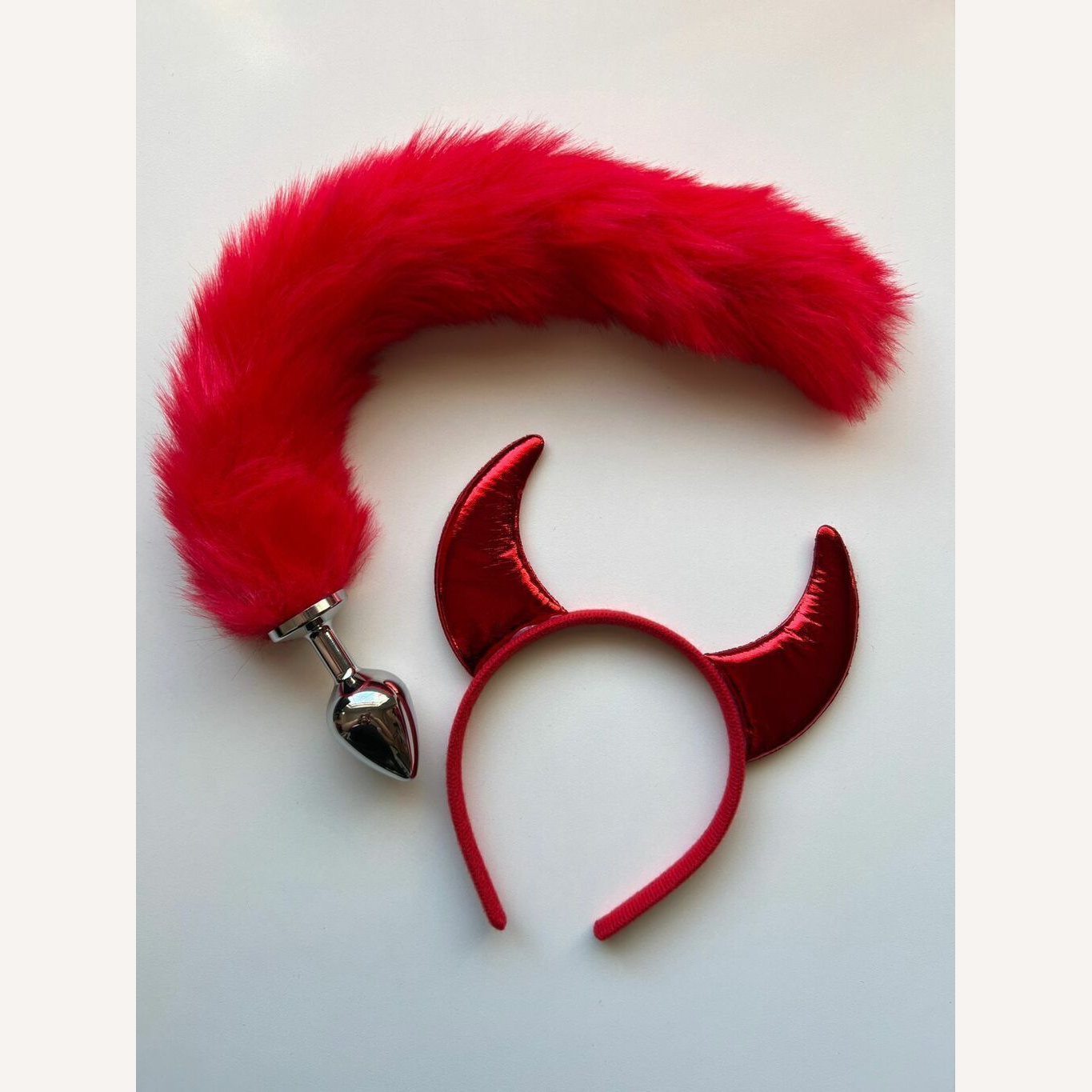 Kit Diabinha Tiara + Plug P Rabo Raposa 40 cm - 2 Itens
