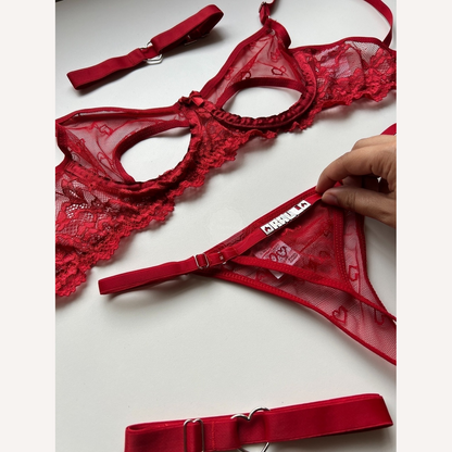 Conjunto Love Vermelho Personalizável - 8 letras