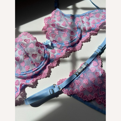 Conjunto Encanto Azul c/ Rosa Personalizável 15 letras