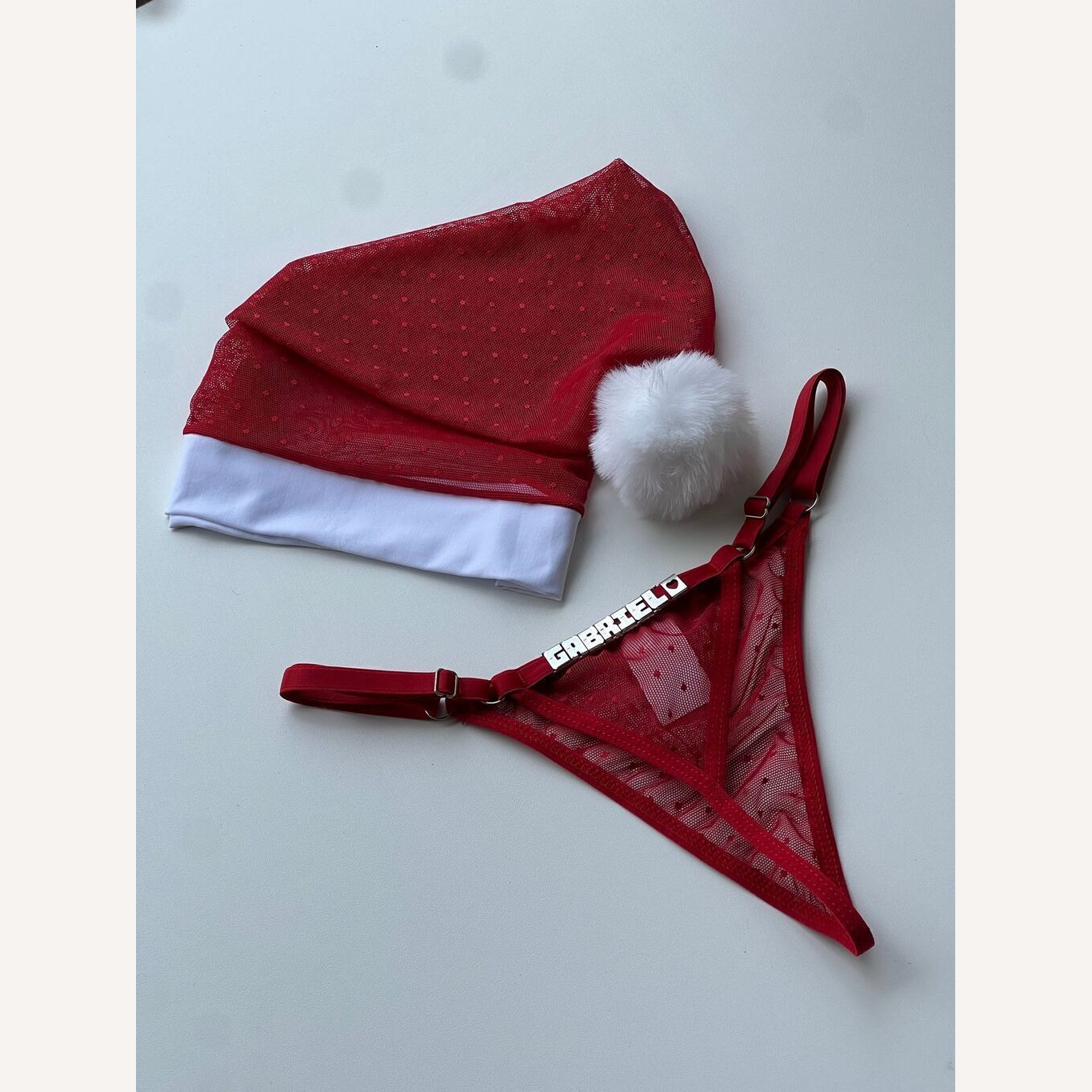Kit Gorro e Calcinha Mamae Noel Deluxe Personalizável até 10 Letras