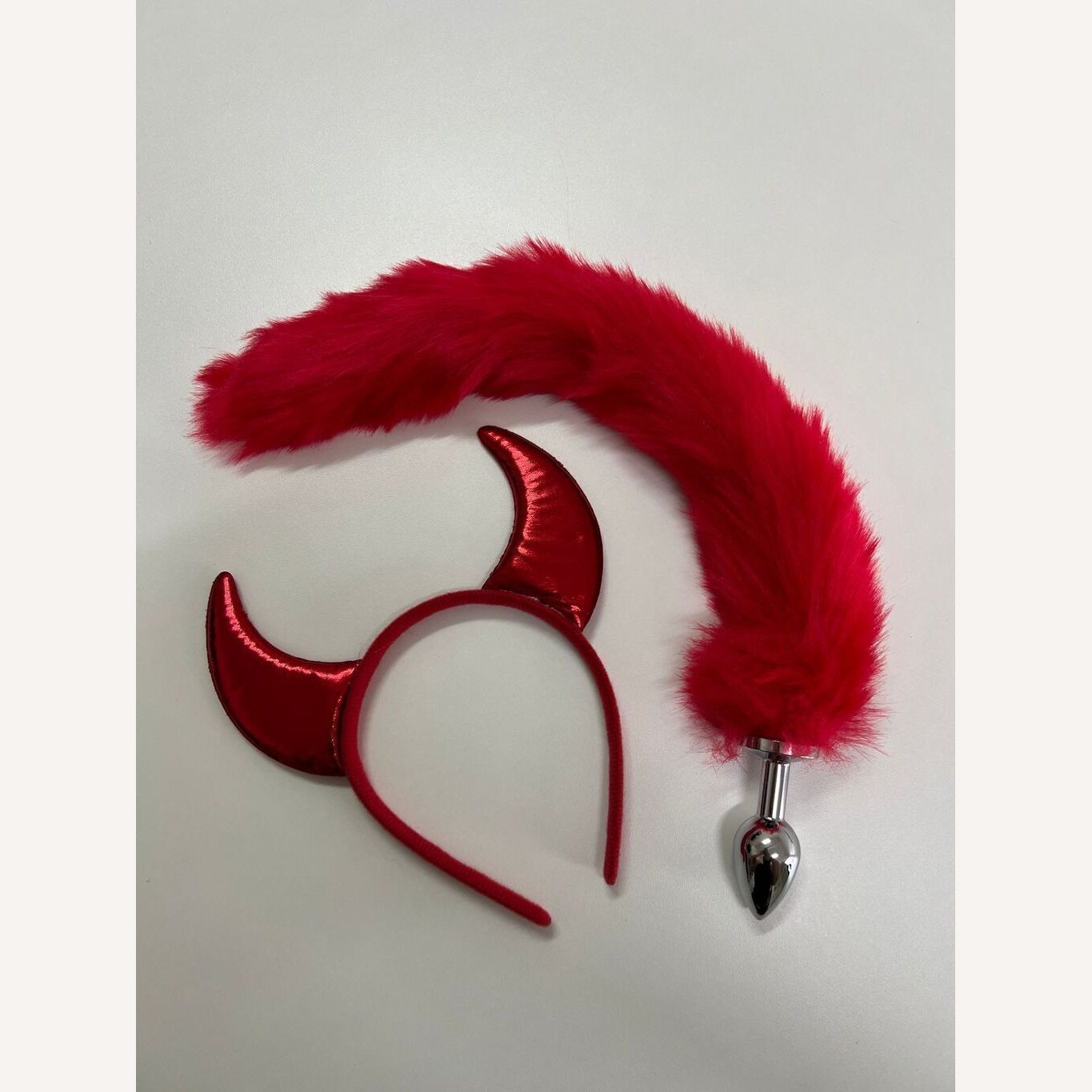 Kit Diabinha Tiara + Plug P Rabo Raposa 40 cm - 2 Itens