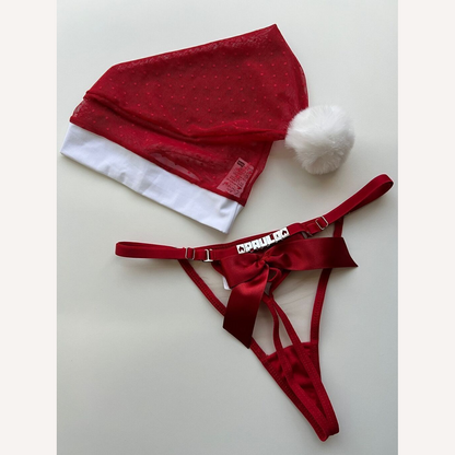 Kit Mamãe Noel Laço Calcinha Personalizável + Gorro até 10 letras)