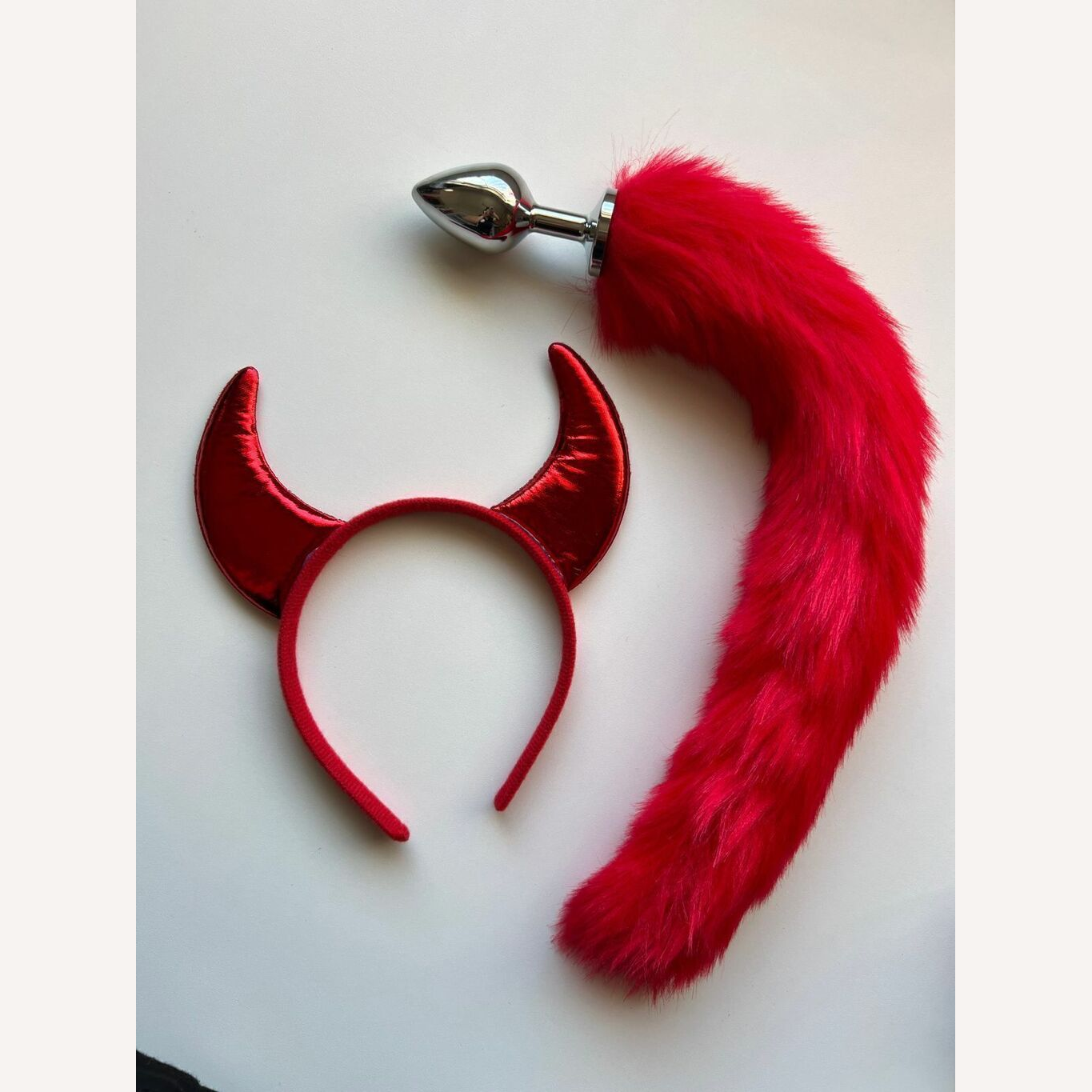 Kit Diabinha Tiara + Plug P Rabo Raposa 40 cm - 2 Itens