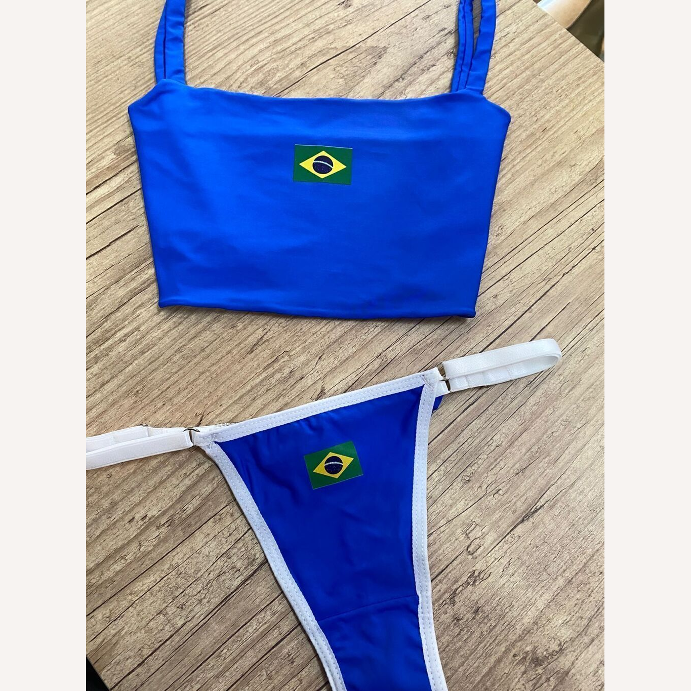 Conjunto Brasil Azul Personalizável com nome ou frase até 14 letras